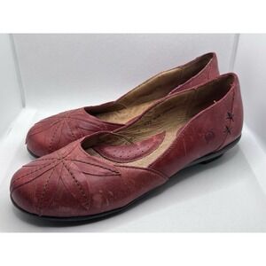 Born Womens Charolette Ballet Flat Size 9 M Brown Leather Flower Leaf Shoe